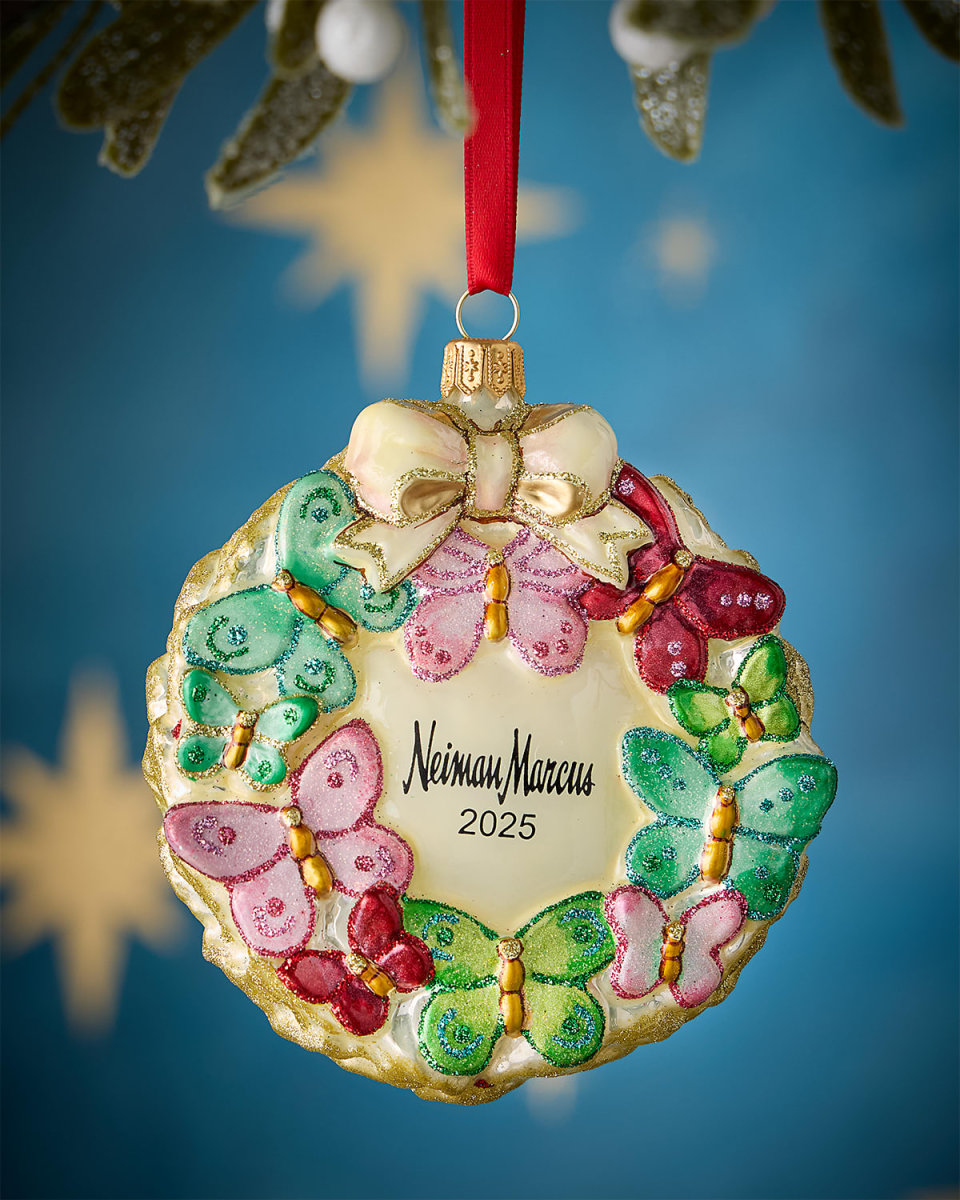 Neiman Marcus Butterfly Wreath Christmas Ornament